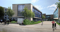 Zukunftsmodell: Ein zweiter Neubau am Herz- und Diabeteszentrum NRW, Bad Oeynhausen, soll 2015 in Betrieb gehen. So könnte er aussehen (Foto HDZ NRW).